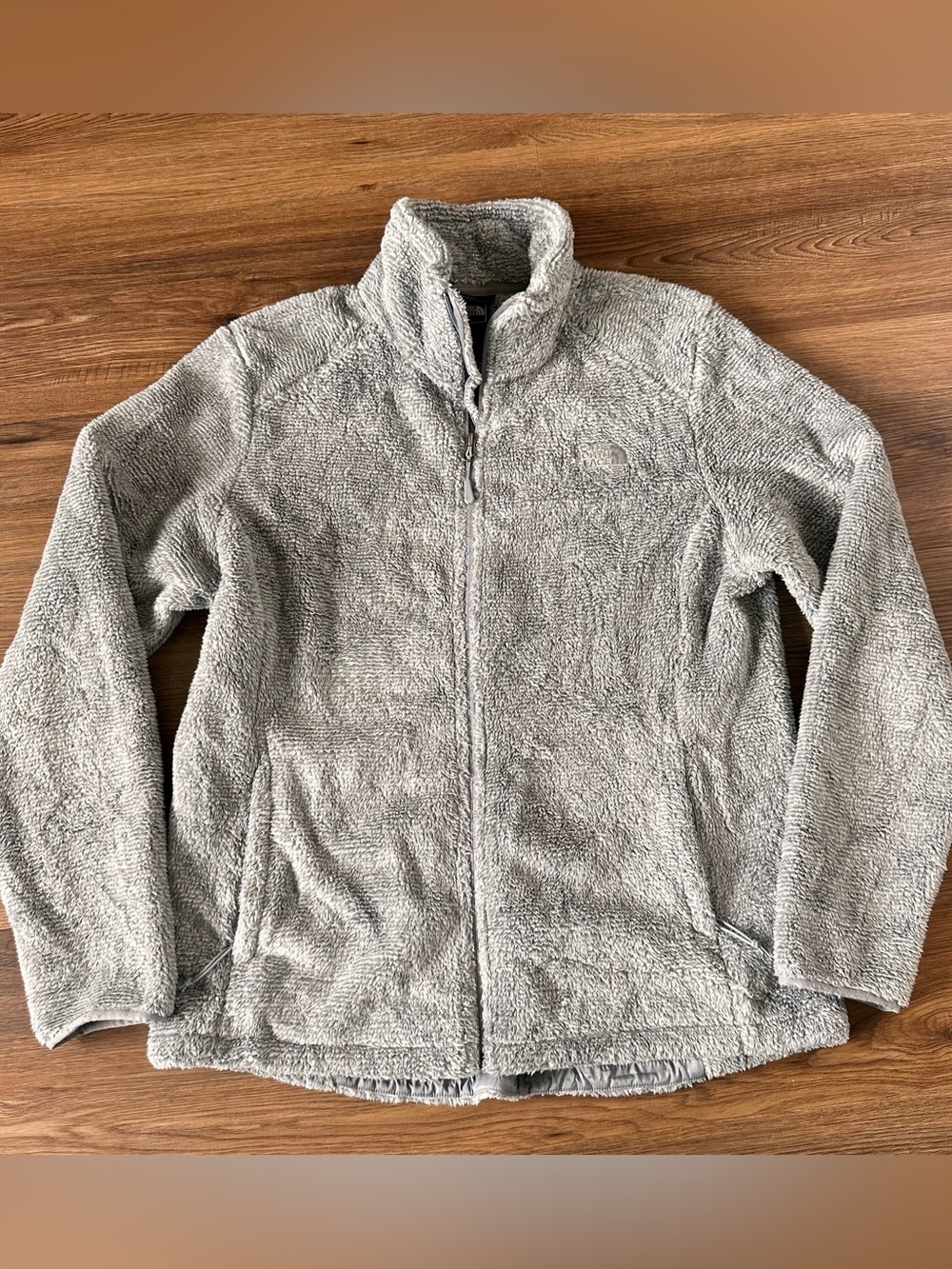 The North Face Osito 2 Jacket Women XL Gray Texture Fleece Full Zip Outdoor Cozy